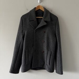 Suitsupply Peacoat Mens US L EU 50 Pure Wool Preppy Quiet Luxury Old Money Gray